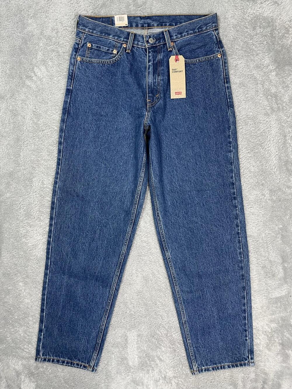 Levis 560 Jeans Mens 33x32 Blue Relaxed Tapered 100% Cotton Denim Med Wash